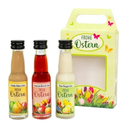 Frohe Ostern Likör 3er Set | Schoko-Sahne, Amarena-Kirsch & Nuss-Nougat