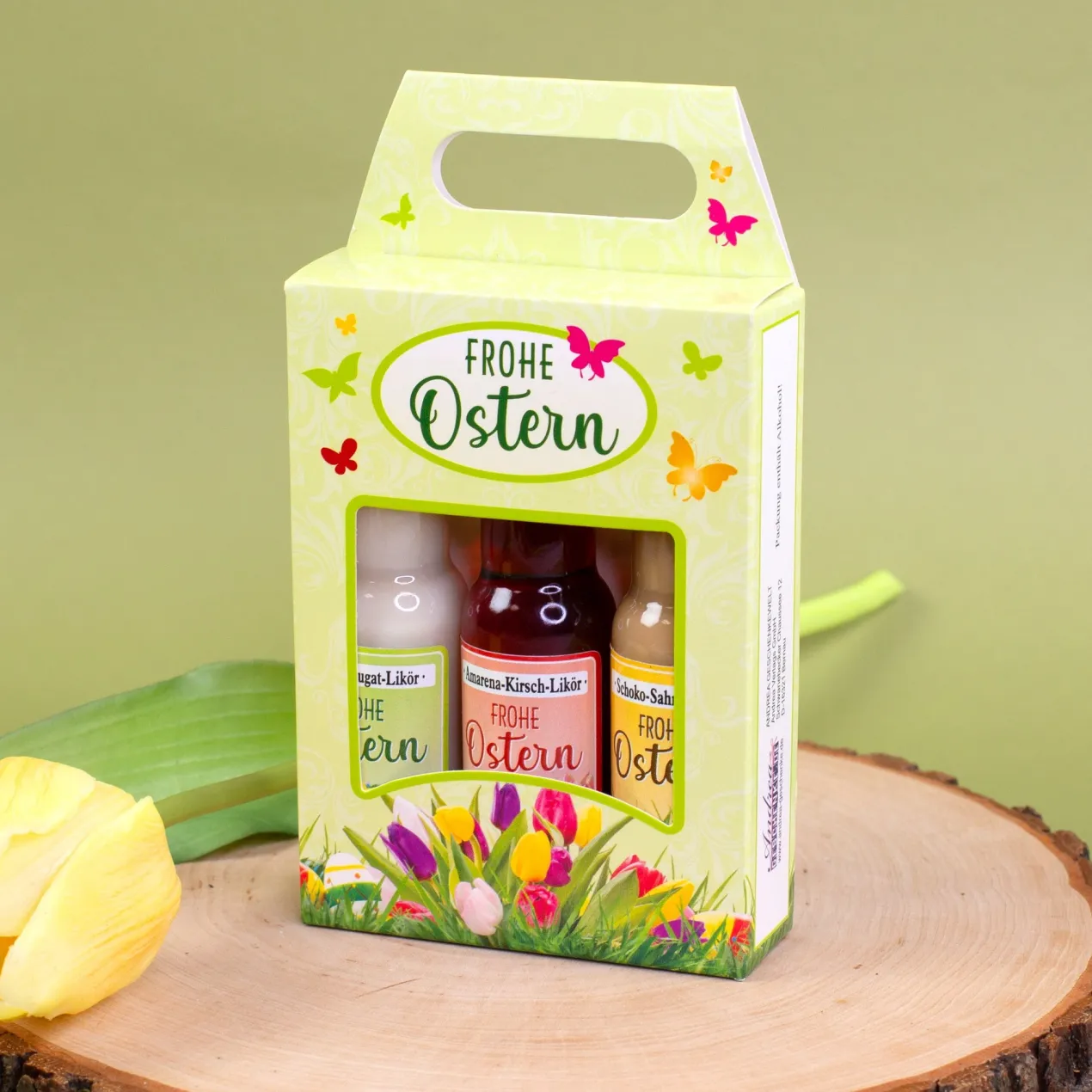 Frohe Ostern Likör 3er Set | Schoko-Sahne, Amarena-Kirsch & Nuss-Nougat