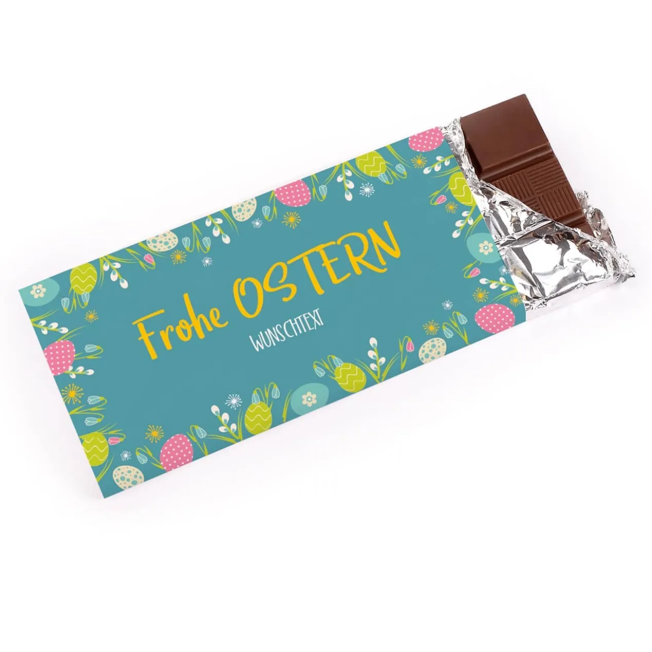 Frohe Ostern - Schokolade mit Ihrem Gruß bedruckt, 100 g
