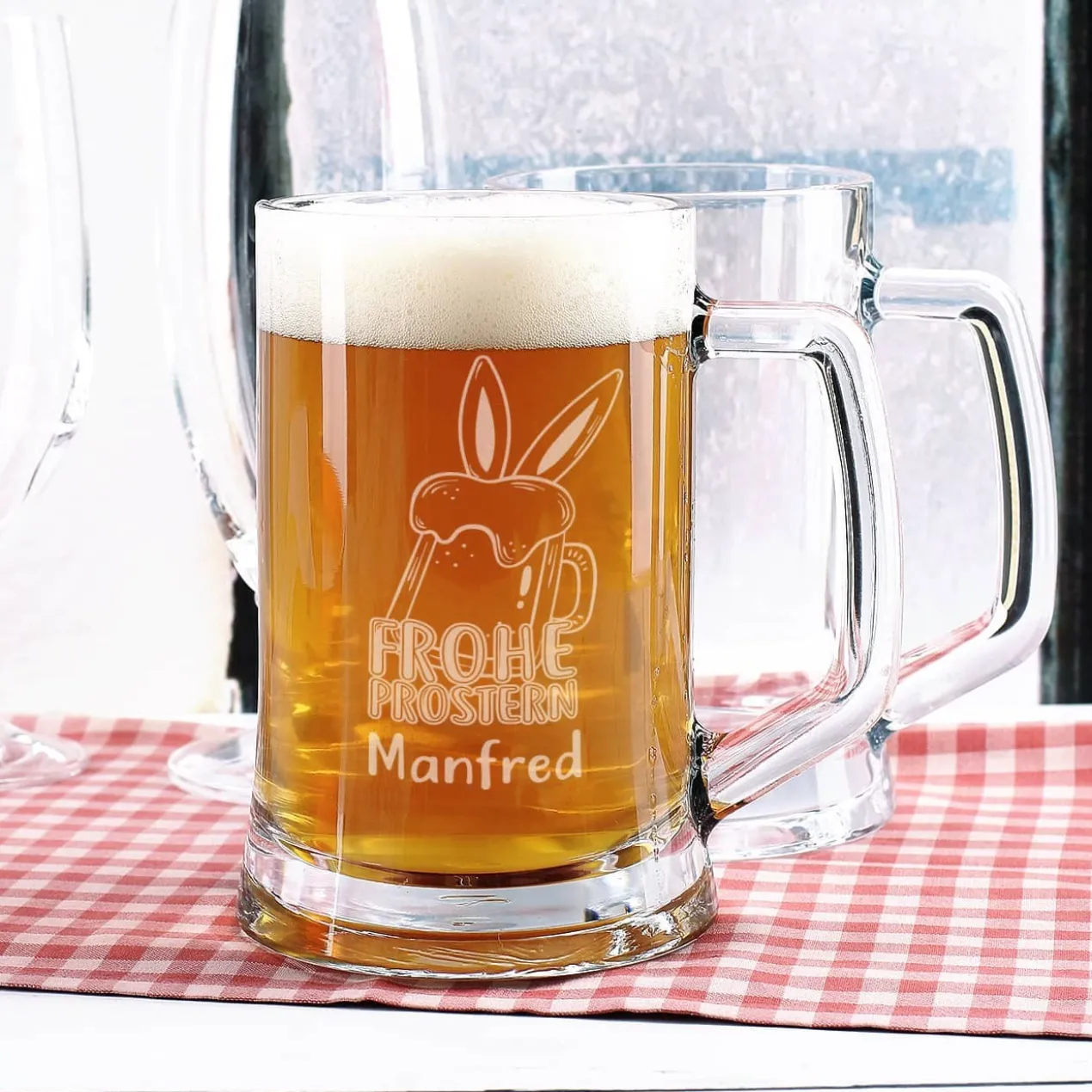 Frohe Prostern - Bierseidel mit persönlicher Namensgravur zu Ostern