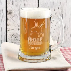 Frohe Prostern - Bierseidel mit persönlicher Namensgravur zu Ostern