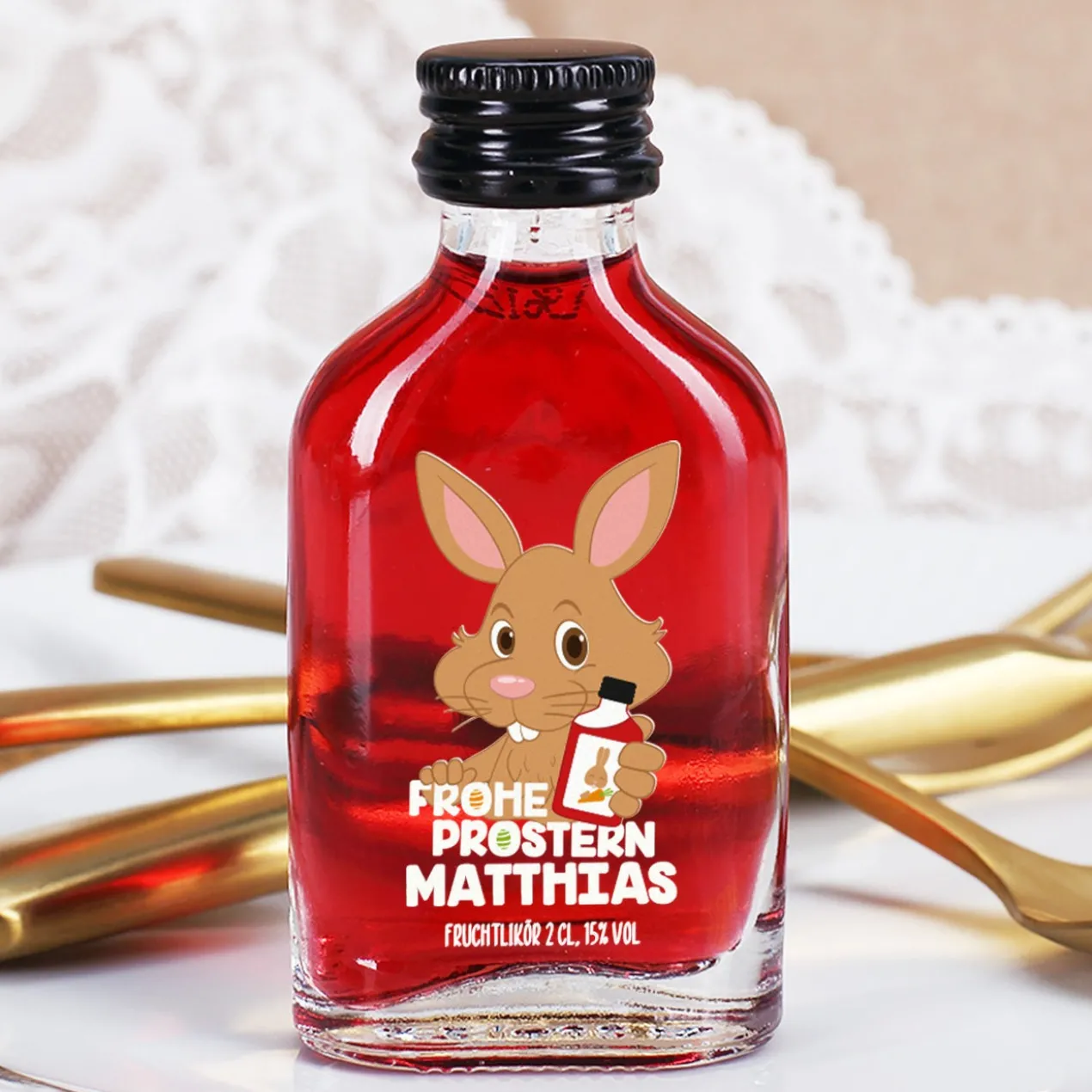 Frohe Prostern - Schnaps zu Ostern mit Osterhasenmotiv