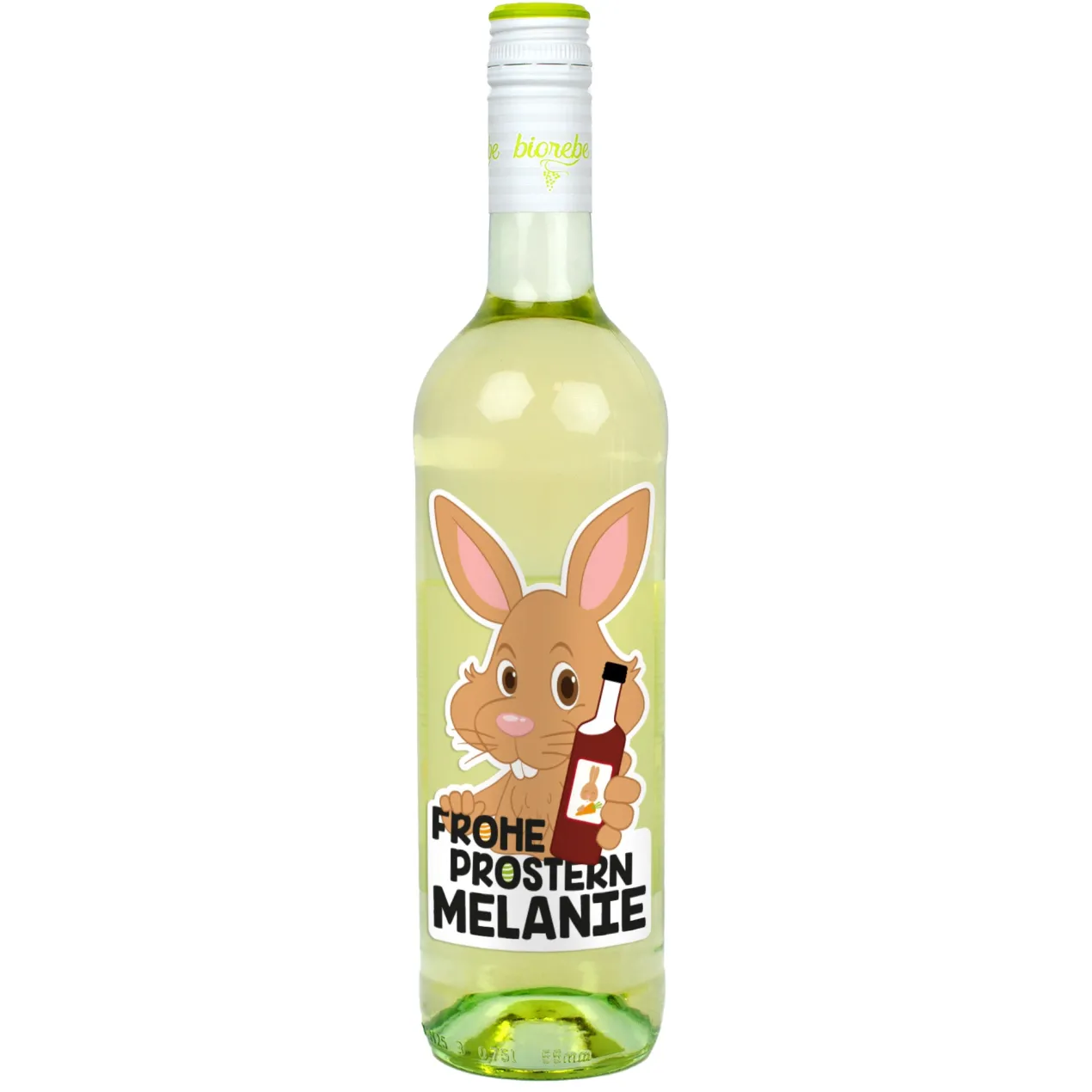 Frohe Prostern - Weinflasche zu Ostern mit bedrucktem Etikett | Biorebe Wein