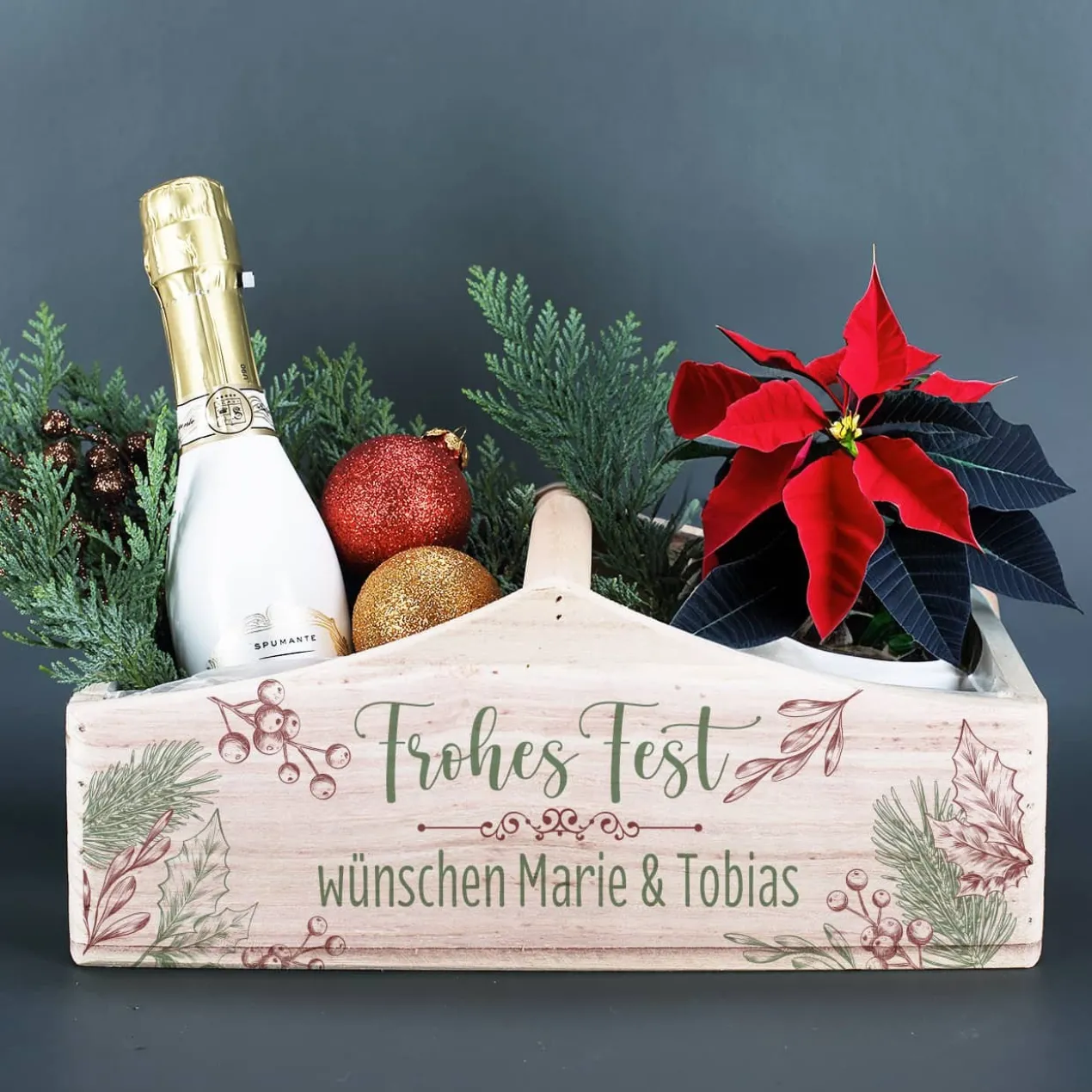Frohes Fest - Geschenkkorb zu Weihnachten mit Ihrem Wunschtext