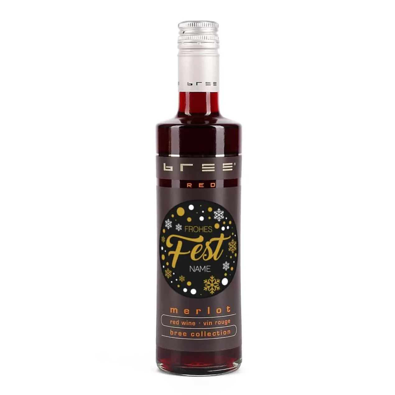 Frohes Fest - kleine BREE Weinflasche mit Name