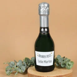Frohes Fest - kleiner Sekt mit Text personalisiert | Gelderman Flaschengärung