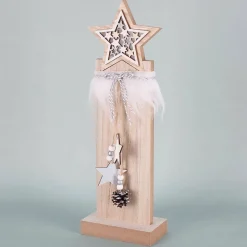 Frohes Fest - LED Holzskulptur mit Sterndetail und Gravur