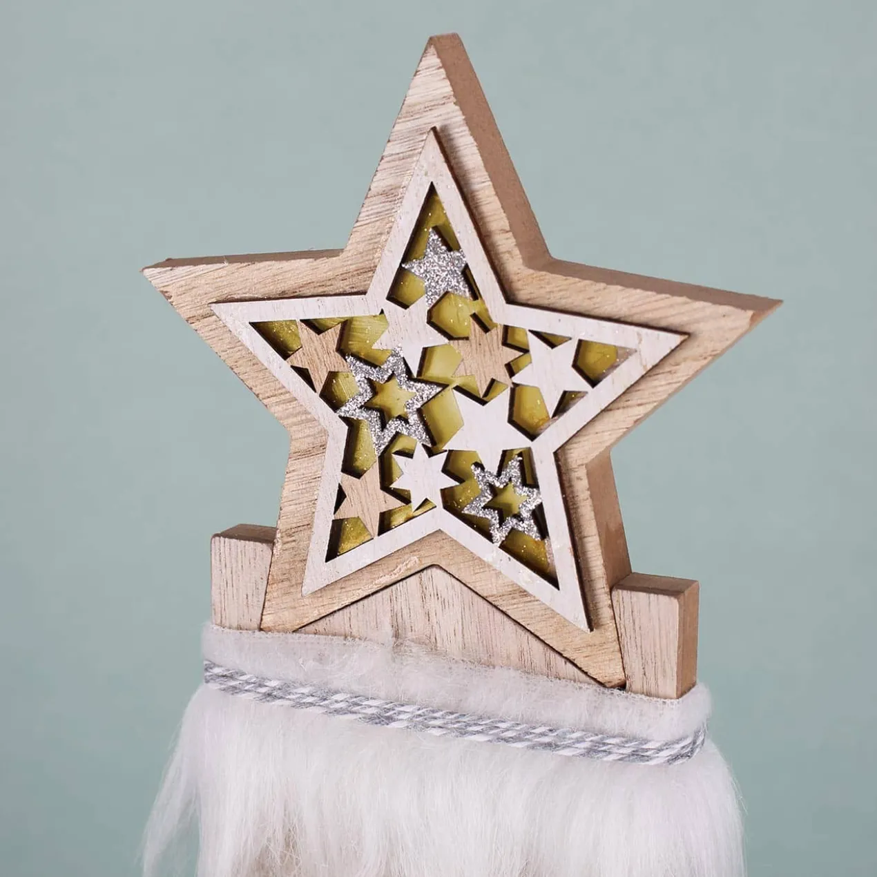 Frohes Fest - LED Holzskulptur mit Sterndetail und Gravur