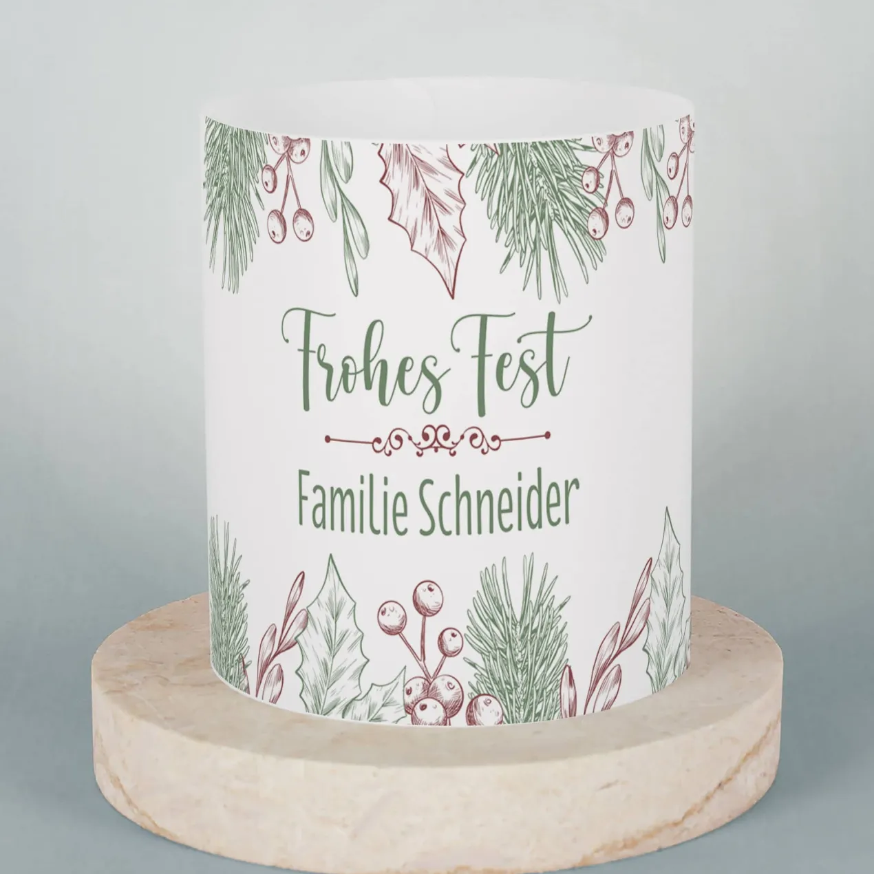 Frohes Fest - Lichthülle als Tischdeko zu Weihnachten