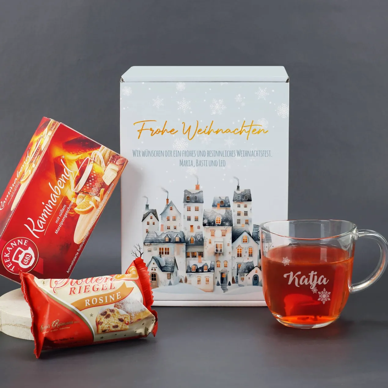 Frohe Weihnachten - Geschenkset mit ihrem Wunschtext und Namensgravur
