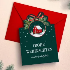 Frohe Weihnachten - Karten mit Winterlandschaft und Ihrem Text, 4er Set
