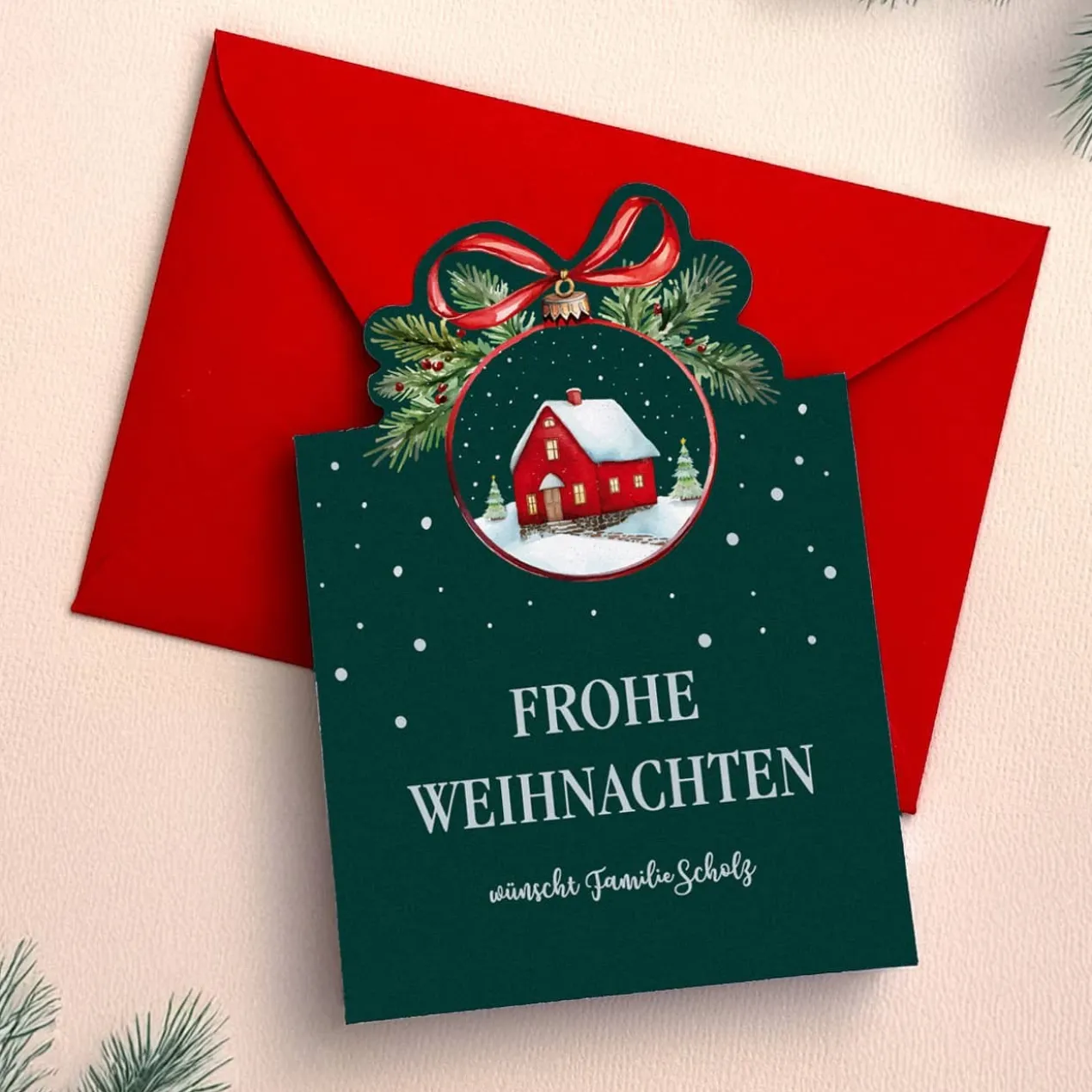 Frohe Weihnachten - Karten mit Winterlandschaft und Ihrem Text, 4er Set