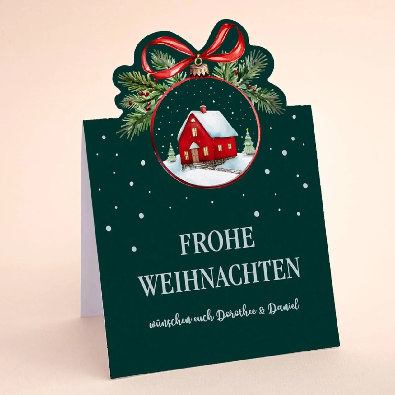 Frohe Weihnachten - Karten mit Winterlandschaft und Ihrem Text, 4er Set