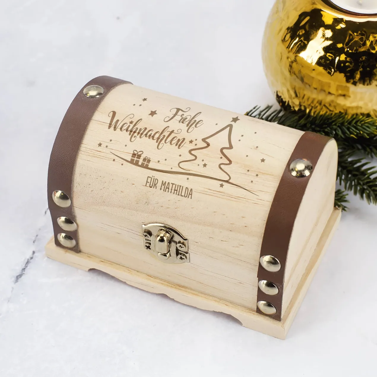 Frohe Weihnachten - Schatztruhe als Geldgeschenk in 3 Größen