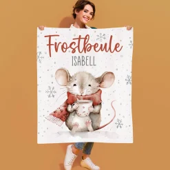 Frostbeule - kleine Kuscheldecke mit Ihrem Wunschnamen und niedlichem Mausmotiv
