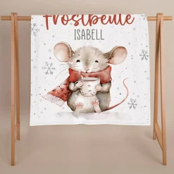 Frostbeule - kleine Kuscheldecke mit Ihrem Wunschnamen und niedlichem Mausmotiv