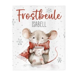 Frostbeule - kleine Kuscheldecke mit Ihrem Wunschnamen und niedlichem Mausmotiv