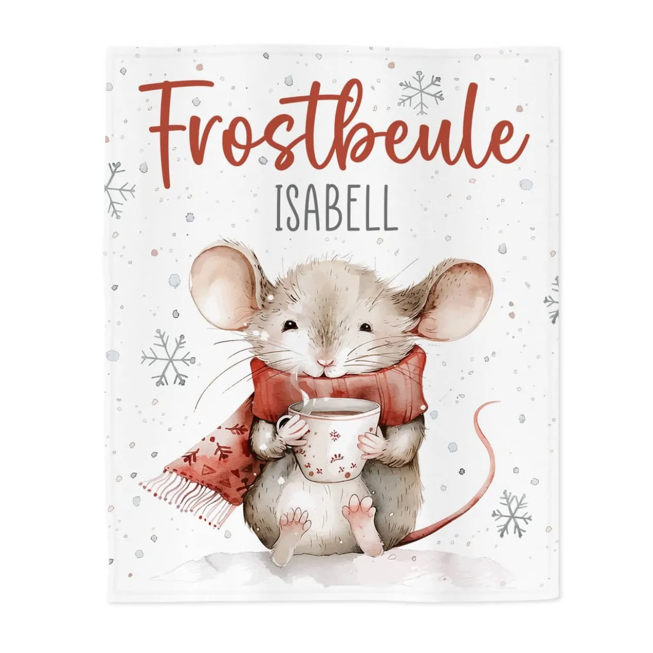 Frostbeule - kleine Kuscheldecke mit Ihrem Wunschnamen und niedlichem Mausmotiv