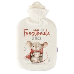 Frostbeule - Wärmflasche mit niedlichem Mausmotiv und Ihrem Wunschnamen