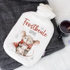 Frostbeule - Wärmflasche mit niedlichem Mausmotiv und Ihrem Wunschnamen