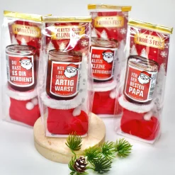 Fruchtlikör im Nikolausstiefel mit Amarena-Kirsch Geschmack und Sprüchen | Schnaps zu Weihnachten