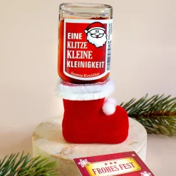 Fruchtlikör im Nikolausstiefel mit Amarena-Kirsch Geschmack und Sprüchen | Schnaps zu Weihnachten