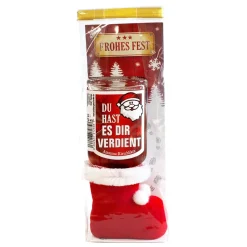 Fruchtlikör im Nikolausstiefel mit Amarena-Kirsch Geschmack und Sprüchen | Schnaps zu Weihnachten