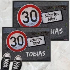 Fußabtreter - Achtung - mit Name und Alter