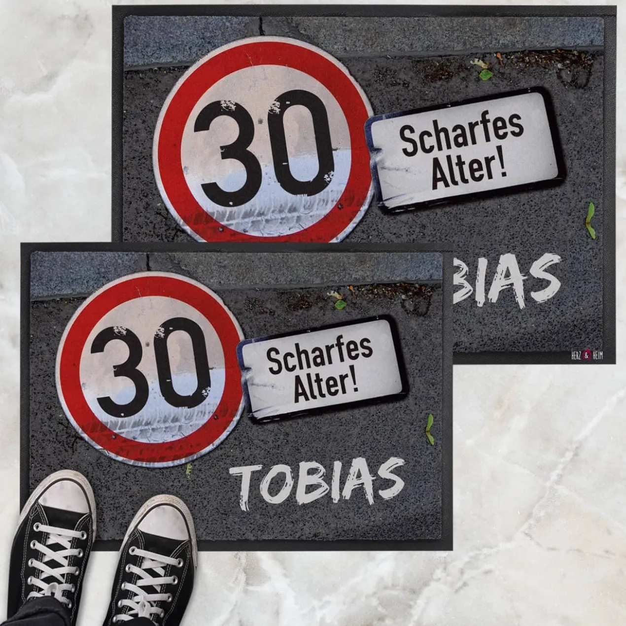 Fußabtreter - Achtung - mit Name und Alter