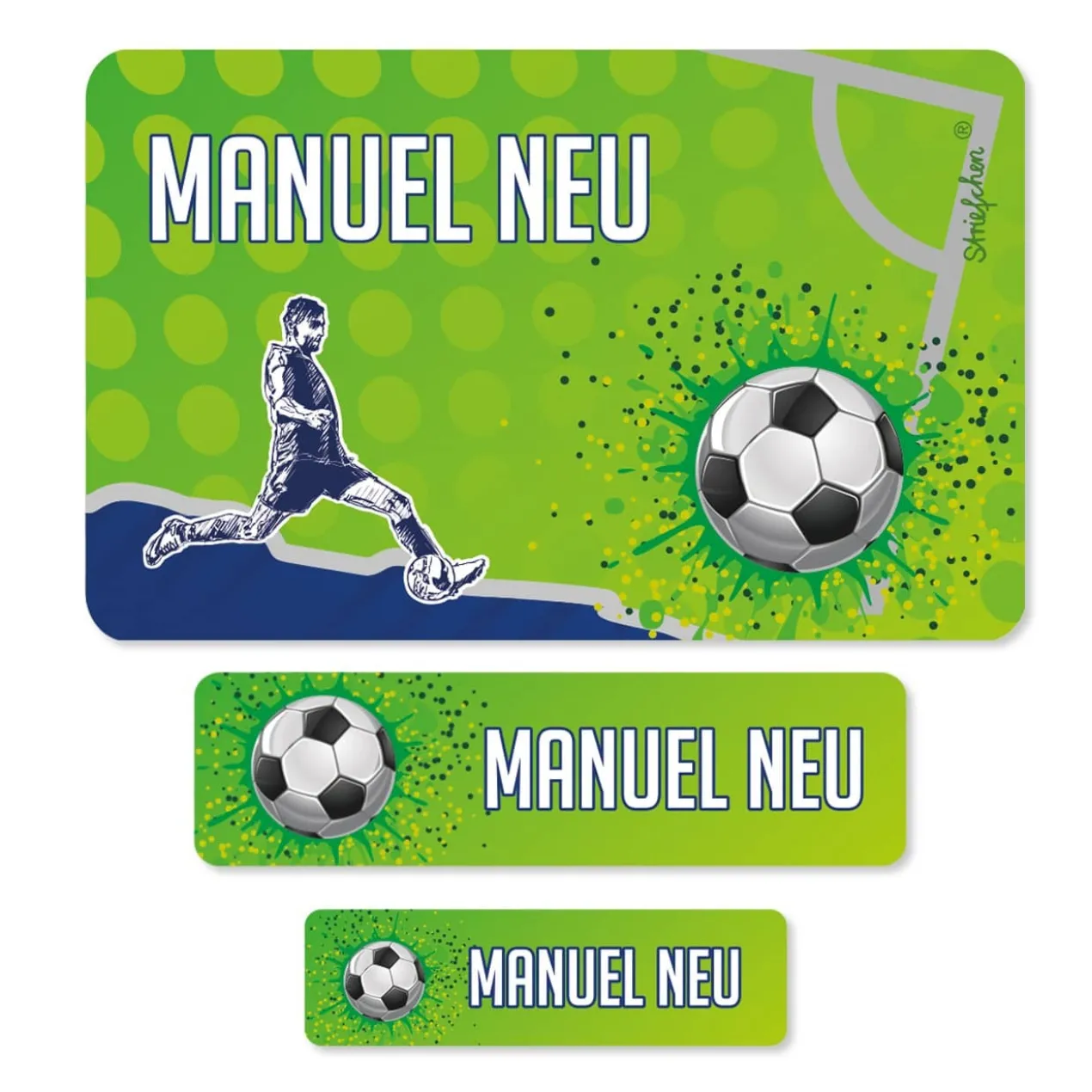 Fußball - Aufkleberset mit Name, in 3 Größen