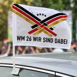 Fußball Autofahne personalisiert mit Wunschtext | Deutschland Fan Deko für WM, EM, Auto Korso