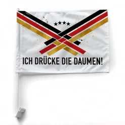 Fußball Autofahne personalisiert mit Wunschtext | Deutschland Fan Deko für WM, EM, Auto Korso