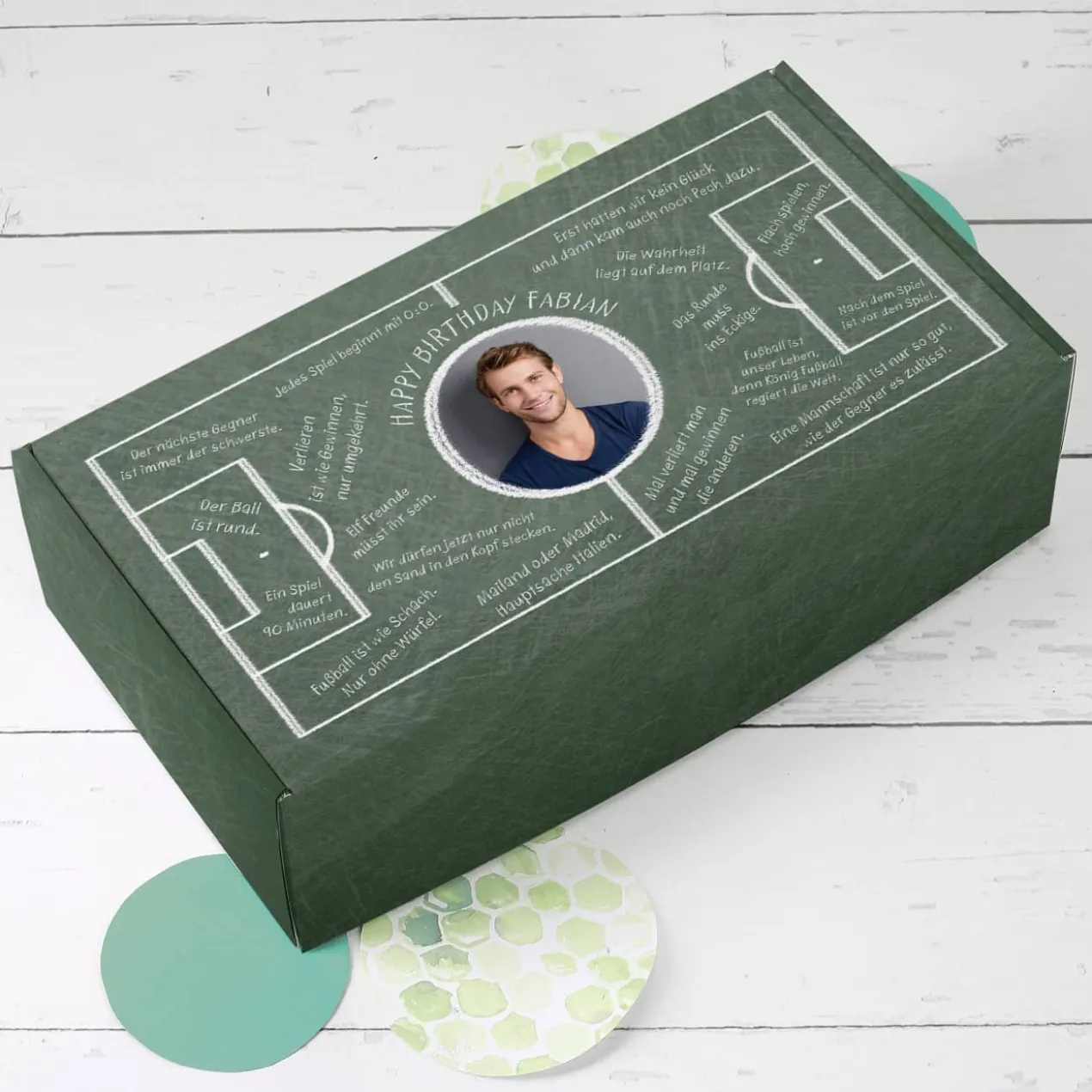 Fußball Geschenkkarton mit Foto und Wunschtext