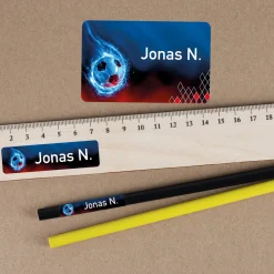 Fußball Schulaufkleber personalisiert mit Name | 100 Stück Namensaufkleber Etiketten