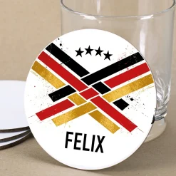 Fußball Untersetzer personalisiert mit Name und Deutschland Motiv | Stabil für WM, EM & Public Viewing