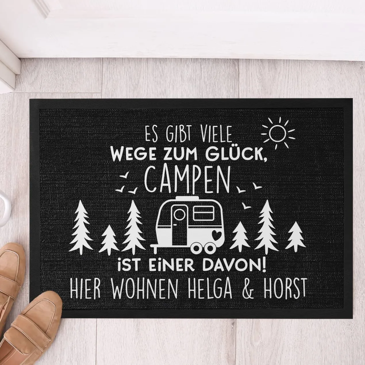Fußmatte für Camper - Es gibt viele Wege zum Glück - mit Wunschtext