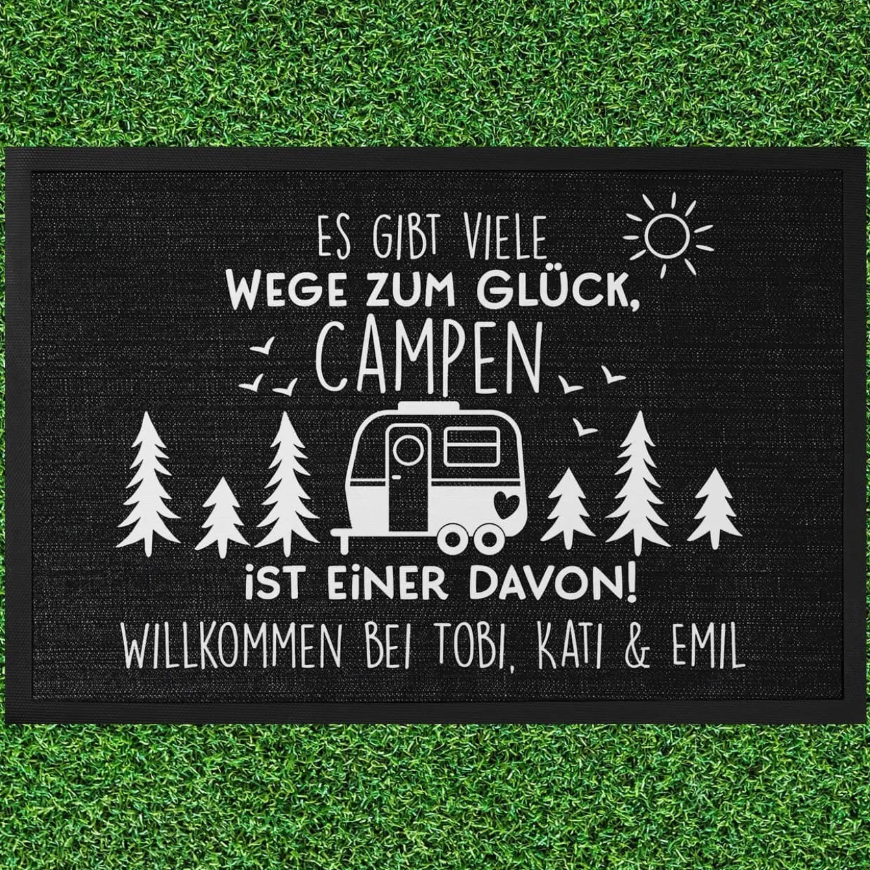 Fußmatte für Camper - Es gibt viele Wege zum Glück - mit Wunschtext