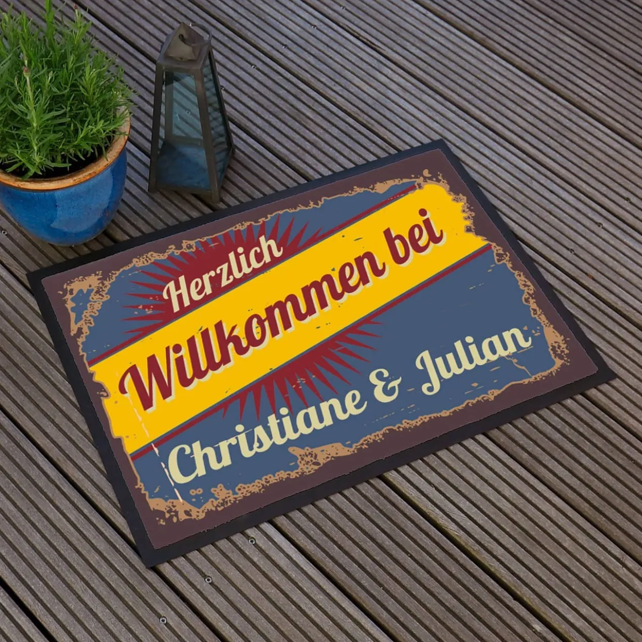Fußmatte - Herzlich Willkommen - im Retro-Look