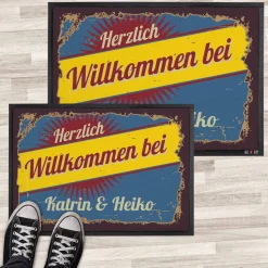 Fußmatte - Herzlich Willkommen - im Retro-Look