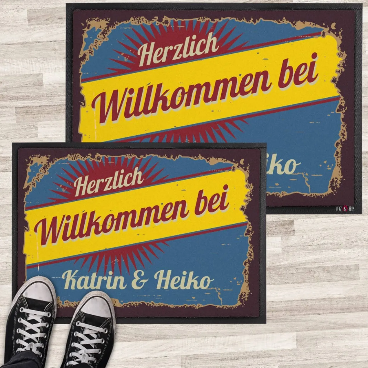 Fußmatte - Herzlich Willkommen - im Retro-Look
