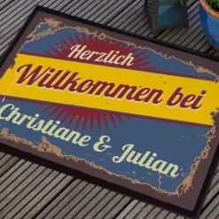 Fußmatte - Herzlich Willkommen - im Retro-Look