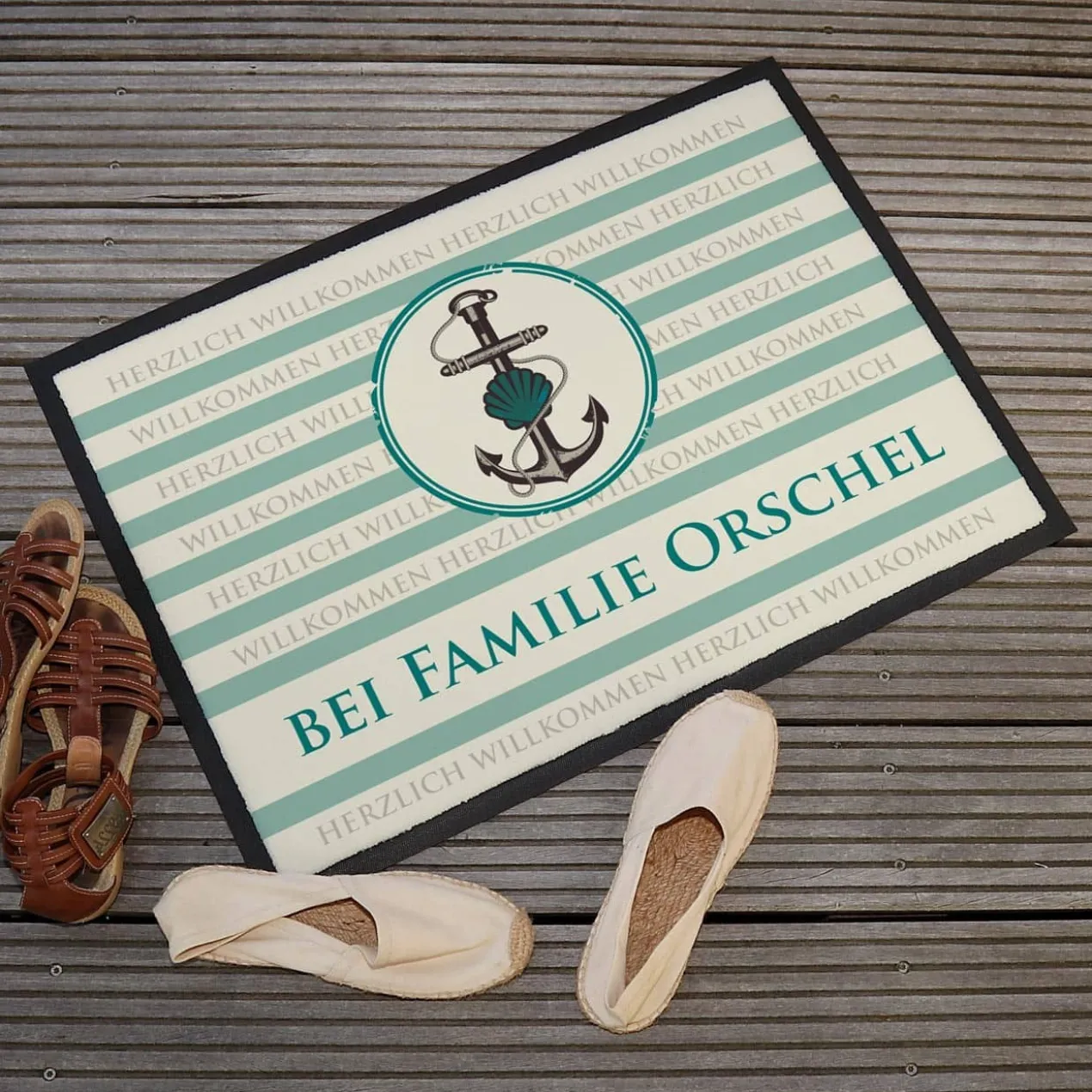 Fußmatte im maritimen Design bedruckt & Text personalisiert