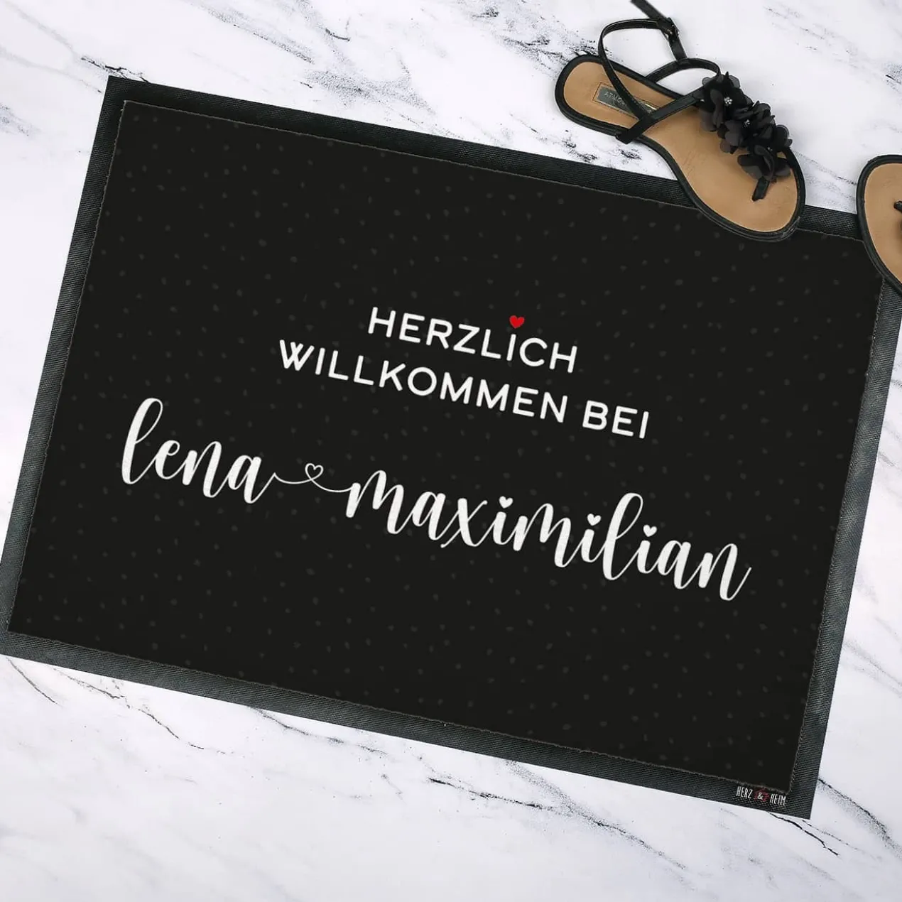 Fußmatte mit Herzdesign für Paare & Familien 70 x 50 cm