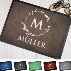 Fußmatte mit Monogramm & Text bedruckt in 2 Größen