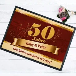 Fußmatte zur Goldenen Hochzeit mit großer 50