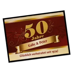 Fußmatte zur Goldenen Hochzeit mit großer 50