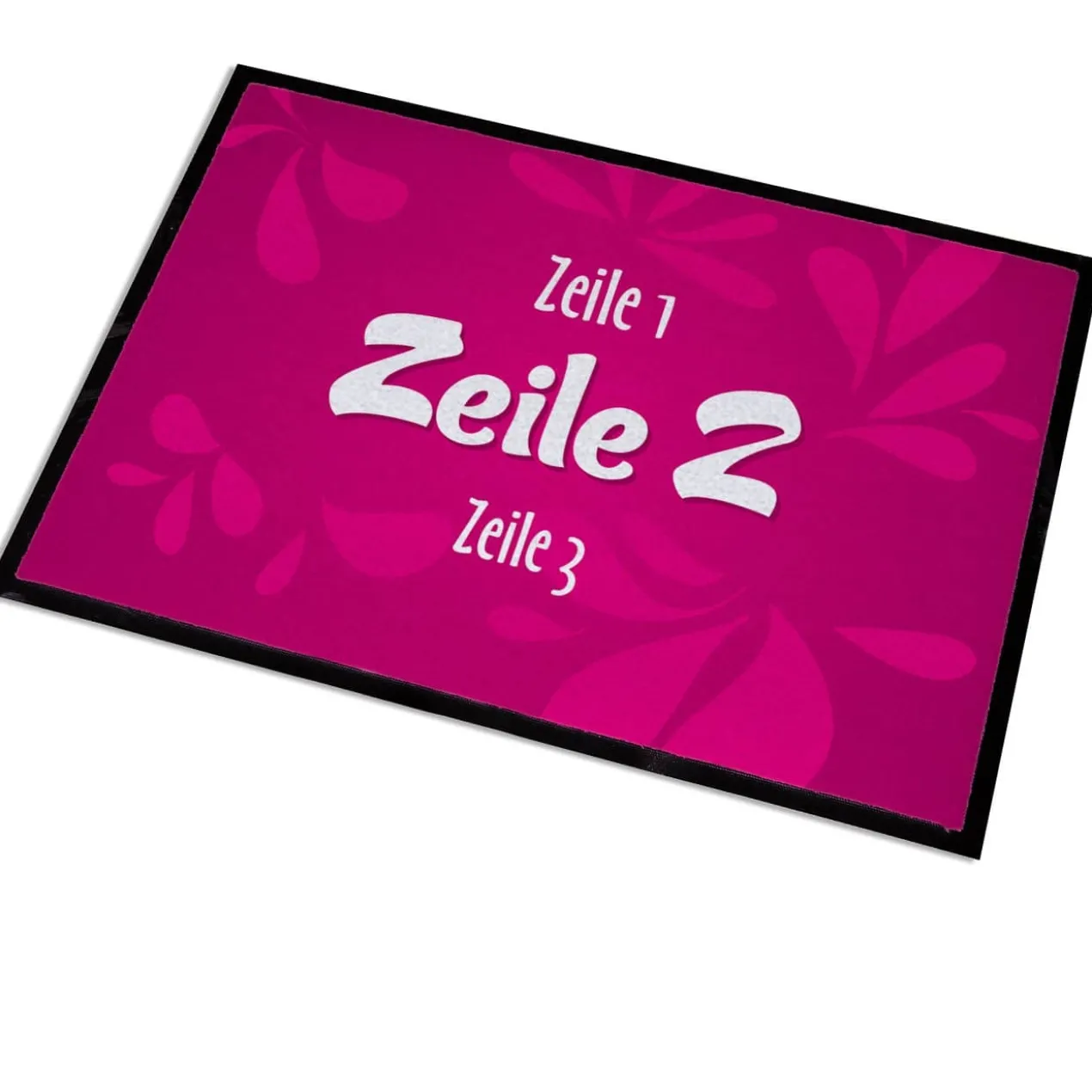 Fussmatte in pink mit 3 Zeilen Wunschtext
