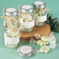 Gastgeschenkglas für Ihre christliche Feier mit Name und Datum