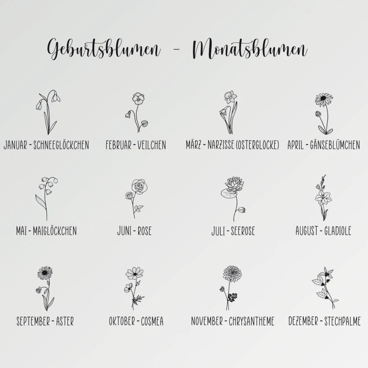 Geburtsblumen-Glas mit Name persönlich graviert