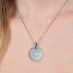 Geburtsblumen-Halskette mit Name in persönlicher Geschenkbox